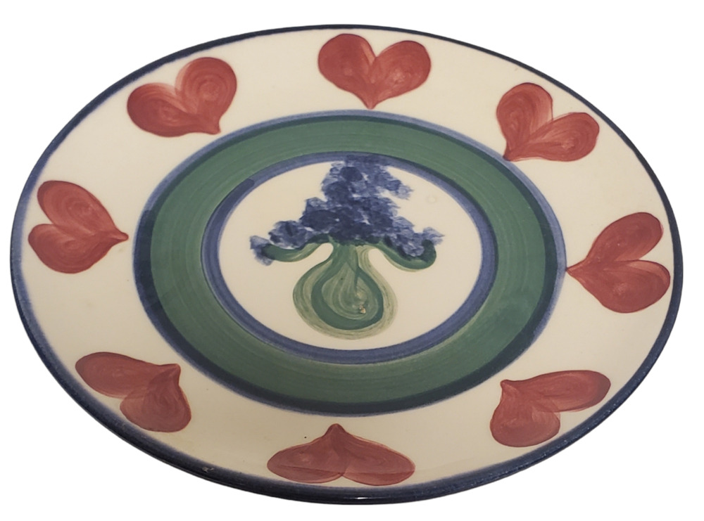 Vintage Gail Pittman Hearts And Flowers Pattern 7 1/2" Plate Signed